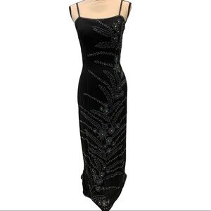Vintage Scala Floral Beaded Sleeveless  Maxi Dress